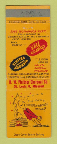 Matchbook Cover - Charco Fyre Hickory Pellets Charcoal St Louis MO