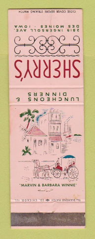 Matchbook Cover - Sherry's Restaurant Des Moines IA
