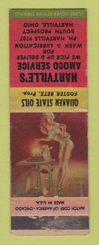 Matchbook Cover - Hartville's Amoco oil gas OH pinup WEAR