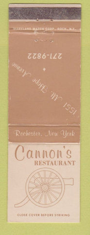 Matchbook Cover - Cannon's Restaurant Rochester NY WEAR