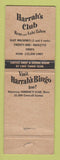 Matchbook Cover - Harrah's Club Casino Reno Lake Tahoe NV