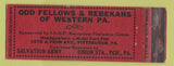 Matchbook Cover - Odd Fellows Rebekahs Pittsburgh PA RED