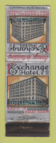 Matchbook Cover - Exchange Hotel Montgomery AL WORN