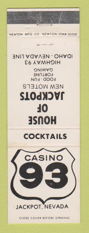 Matchbook Cover - Casino 93 Jackpot NV