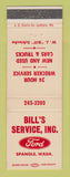 Matchbook Cover - Bill's Ford Spangle WA