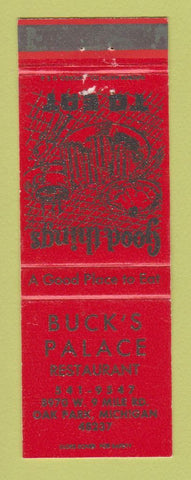 Matchbook Cover - Buck's Palace Restaurant Oak Park MI