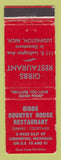 Matchbook Cover - Gibbs Restaurant Ludington MI WEAR