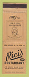 Matchbook Cover - Rici's Restaurant Princeton IL WEAR