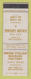 Matchbook Cover - Swiss Italian Sausage Factory San Francisco CA