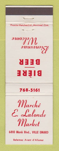 Matchbook Cover - Marche E Lalonde Market Ville Emard QC