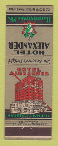 Matchbook Cover - Hotel Alexander Hagerstown MD WEAR
