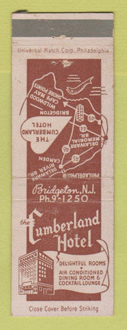 Matchbook Cover - Cumberland Hotel Bridgeton NJ WORN