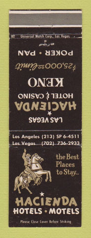 Matchbook Cover - Hacienda Hotel Casino Las Vegas NV