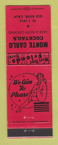 Matchbook Cover - Monte Carlo Cocktails Bar Old River CA girlie