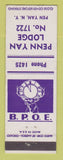 Matchbook Cover - Elks Lodge Pen Yan NY