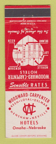 Matchbook Cover - Woodward Carpenter Hotels Omaha NE