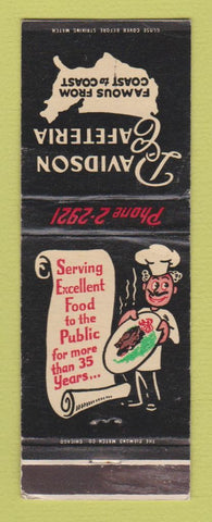 Matchbook Cover - Davidson Cafeteria Joliet Aurora IL Madison WI