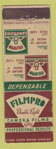 Matchbook Cover - Filmpro Camera Film Philadelphia PA WEAR