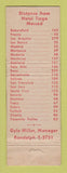 Matchbook Cover - Hotel Tioga Merced CA