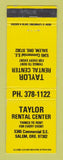 Matchbook Cover - Taylor Rental Center Salem OR