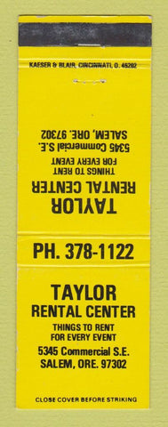 Matchbook Cover - Taylor Rental Center Salem OR