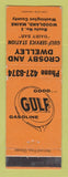 Matchbook Cover - Gulf oil gas Crosby Dwelley Woodland ME WEAR