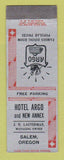 Matchbook Cover - Hotel Argo Salem OR
