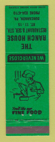 Matchbook Cover - The Ranch House Restaurant oil gas Duncannon PA