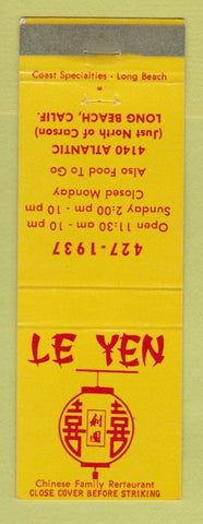 Matchbook Cover - Le Yen Chinese Restaurant Long Beach CA WEAR