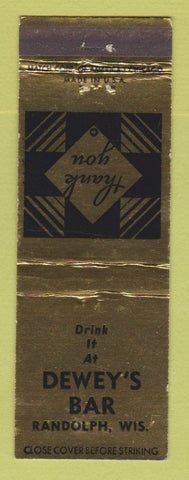 Matchbook Cover - Dewey's Bar Randolph WI