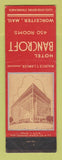 Matchbook Cover - Hotel Bancroft Worcester MA