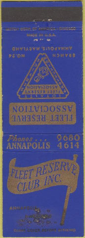 Matchbook Cover - Fleet Reserve Club Annapolis MD