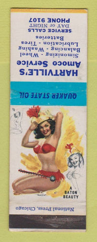 Matchbook Cover - Hartville's Amoco oil gas OH pinup