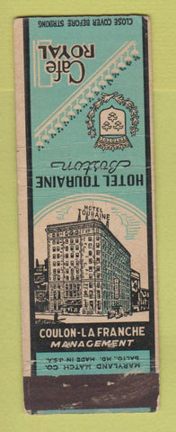 Matchbook Cover - Hotel Touraine Boston MA Cafe Royal WEAR