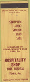 Matchbook Cover - Hospitality Shop York Hospital York PA
