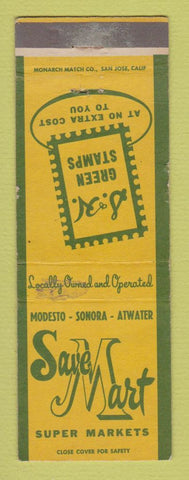 Matchbook Cover - Save Mart Super Markets Grocery Modesto Sonora Atwater CA WEAR