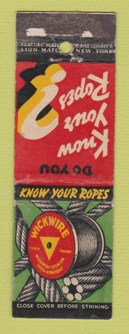 Matchbook Cover - Wickwire Wire Rope feature WORN