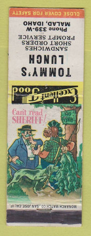 Matchbook Cover - Tommy's Lunch Malad ID pinup CREASES