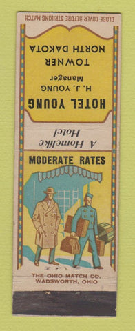 Matchbook Cover - Hotel Young Towner ND bellhop