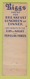 Matchbook Cover - Riggs Restaurant New York City WEAR