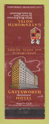 Matchbook Cover - Gatesworth Hotel St Louis MO WORN BACK