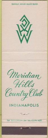 Matchbook Cover - Meridian Hills Country Club Indianapolis IN