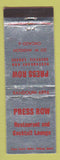 Matchbook Cover - Press Row Restaurant Chicago IL WEAR