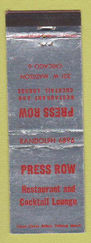 Matchbook Cover - Press Row Restaurant Chicago IL WEAR