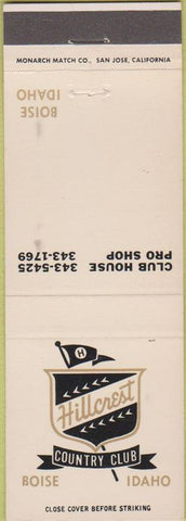 Matchbook Cover - Hillcrest Country Club Boise ID