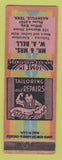 Matchbook Cover - Mr & Mrs WA Bell Nashville TN Tailoring WEAR