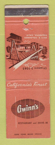 Matchbook Cover - Gwinn's Restaurant Pasadena CA