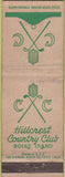 Matchbook Cover - Hillcrest Country Club Boise ID WORN