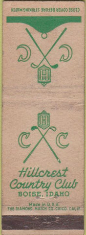 Matchbook Cover - Hillcrest Country Club Boise ID WORN