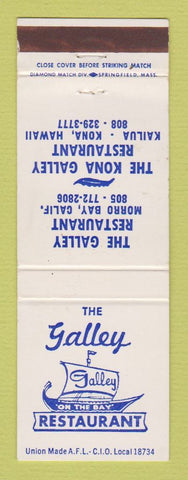 Matchbook Cover - Galley Restaurant Morro Bay CA Kona Hawaii